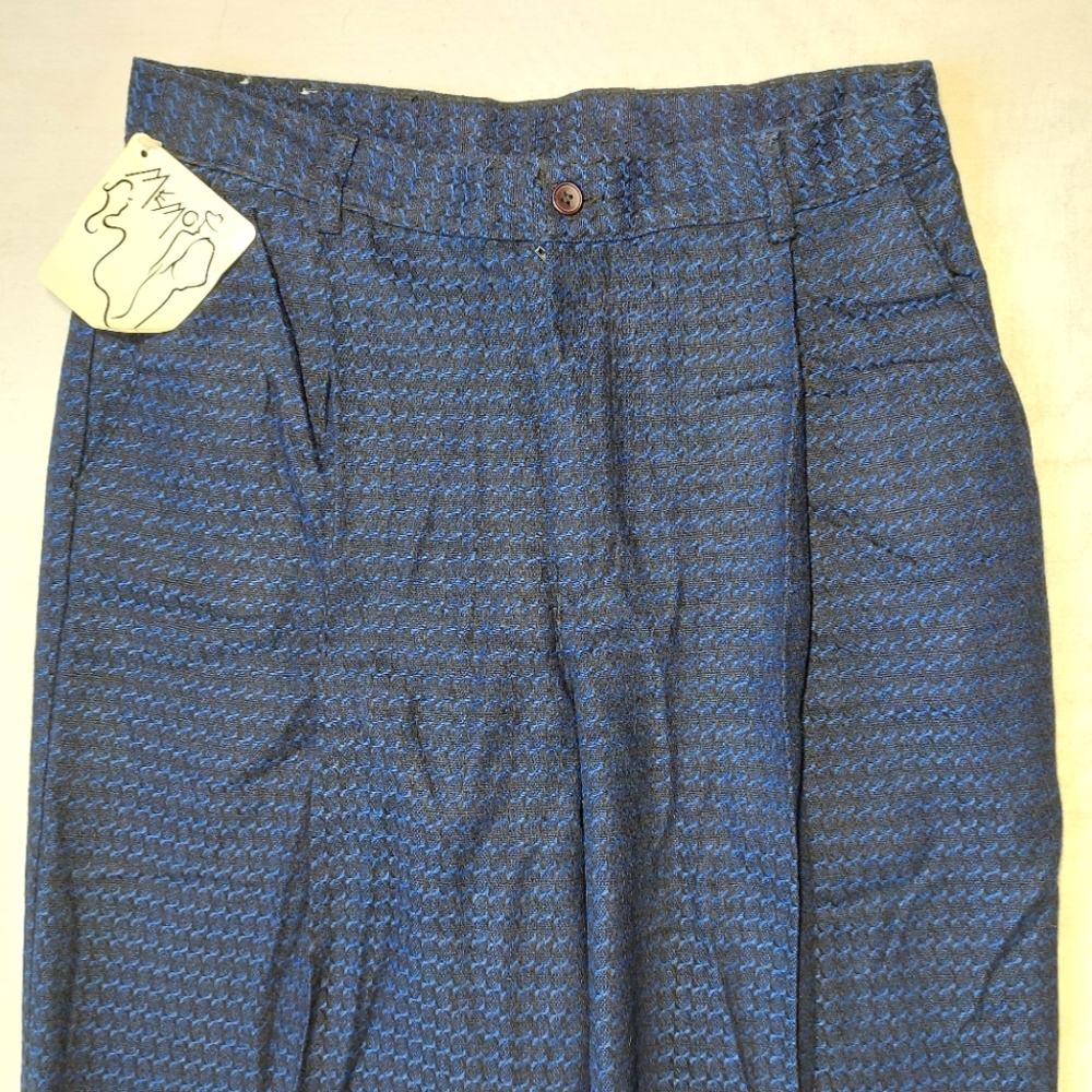 NWT Vintage Wool Blend Royal Blue High Waisted Pleated Pants, 30 Tall